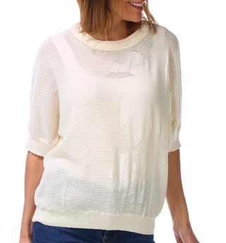 Thumbnail 1: Democracy Women's Palm Leaf Pointelle Knit Sweater 