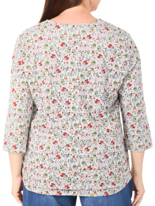Thumbnail 2: Coral Bay Women's Plus 3/4 Sleeve Christmas Flamingo Tee 