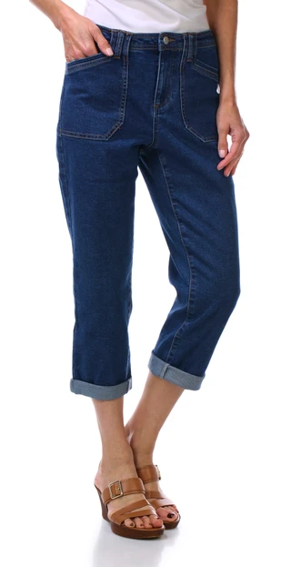 Thumbnail 1: Coral Bay Women's Roll Up Capri Jeans  