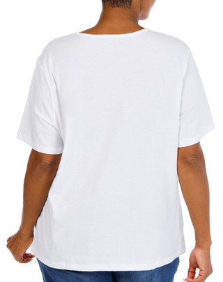 Thumbnail 4: Coral Bay Plus Short Sleeve Jewel Big Palms Screen Bling Tee 
