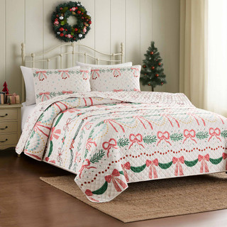 Thumbnail 2: AVANTI Avanti Linens Bows & Branches Reversible Quilt Set 