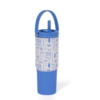 Thumbnail 1: Gourmet Home Garden Party 30 oz Tumbler with Handle, Lid & Silicone Boot 