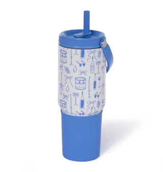 Thumbnail 5: Gourmet Home Garden Party 30 oz Tumbler with Handle, Lid & Silicone Boot 