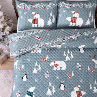 Thumbnail 3: AVANTI Avanti Arctic Friends Reversible Quilt Set 