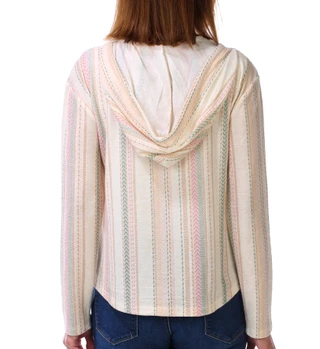Thumbnail 3: Wallflower Women's Long Sleeve Baha Explorer Striped Hoodie  