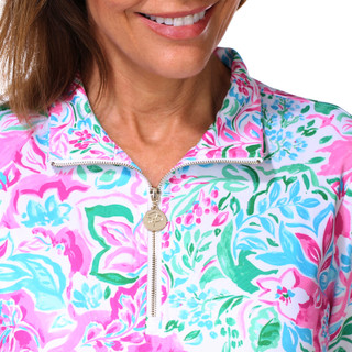 Thumbnail 3: Stella Parker Women's Long Sleeve Print Half Zip Top 