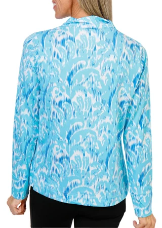 Thumbnail 3: Stella Parker Women's Long Sleeve Print Half Zip Top 