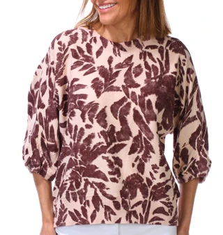 Thumbnail 1: Democracy Women's 3/4 Dolman Blouse Sleeve Printed Sweater Top 