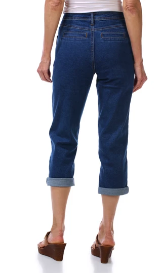 Thumbnail 2: Coral Bay Women's Petite Roll Up Capri Jeans 