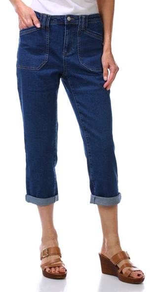 Thumbnail 1: Coral Bay Women's Petite Roll Up Capri Jeans 