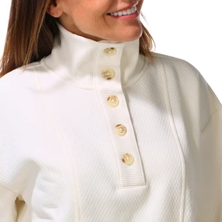 Thumbnail 2: Southern Tide Women's Long Sleeve Mock Button Neck Top 