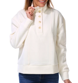 Thumbnail 1: Southern Tide Women's Long Sleeve Mock Button Neck Top 