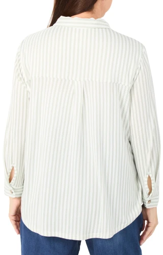 Thumbnail 2: C&C California Women's Plus Long Sleeve Striped Button Up Top 