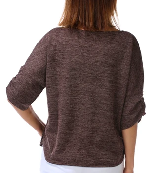 Thumbnail 3: MAX STUDIO Women's 3/4 Sleeve Ribbed Rouche Sleeve Top  