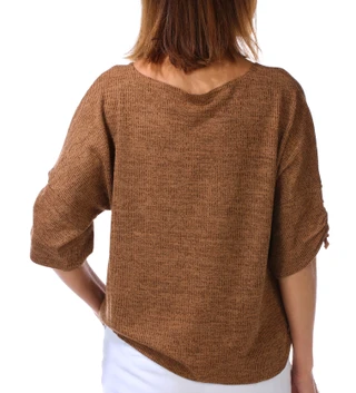 Thumbnail 5: MAX STUDIO Women's 3/4 Sleeve Ribbed Rouche Sleeve Top  
