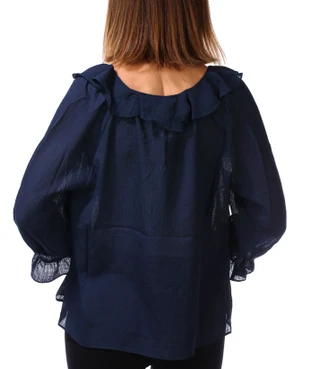 Thumbnail 2: MAX STUDIO Women's 3/4 Sleeve Ruffle Front Blouse Top 