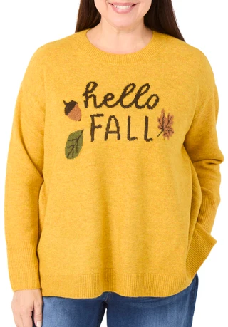 Thumbnail 1: Cece Women's Plus Long Sleeve Harvest Hello Fall Cozy Sweater 