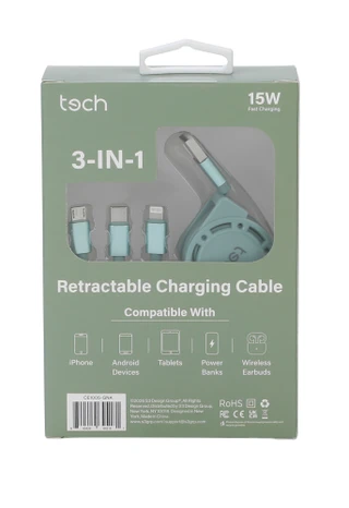 Thumbnail 2: tech 3-In-1 USB-C Retractable Cable  