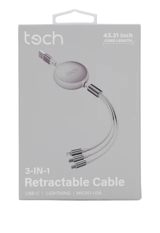 Thumbnail 1: tech 3-In-1 USB-C Retractable Cable  