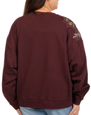 Thumbnail 2: Democracy Women's Plus Long Sleeve Paisley Embellished Top 