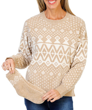 Thumbnail 1: Kathy Ireland Women's 2 Pc Cozy Socks & Sweater Set  