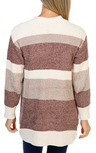 Thumbnail 2: ADRIENNE VITTADINI Women's Chenille 2 Pocket Striped Open Cardigan 
