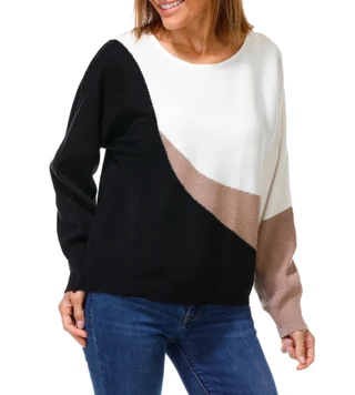 Thumbnail 1: ADRIENNE VITTADINI Women's Long Sleeve Boat Neck Ribbed Colorblock Top 
