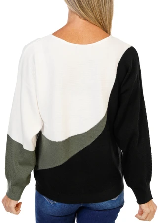 Thumbnail 2: ADRIENNE VITTADINI Women's Long Sleeve Boat Neck Ribbed Colorblock Top 