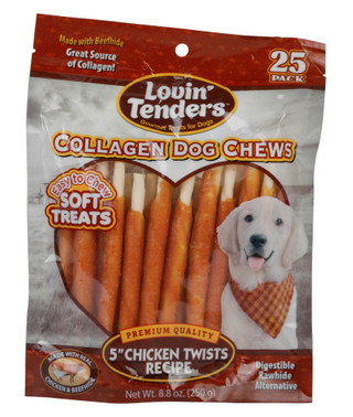 Thumbnail 1: LOVIN TENDERS 25 Pk Gourmet Chicken Twist Collagen Dog Chews  