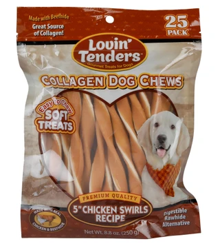 Thumbnail 1: LOVIN TENDERS 25 Pk Chicken Swirl Soft Collagen Dog Chews  