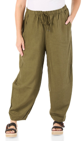 Thumbnail 1: MAX STUDIO Women's Plus Linen Drawstring Pants 