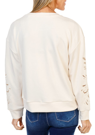 Thumbnail 2: Tahari Women's Eyelet Sleeve Crew Neck Top 