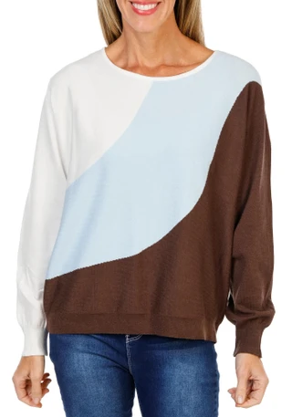 Thumbnail 1: ADRIENNE VITTADINI Women's Two-Tone Knit Top  