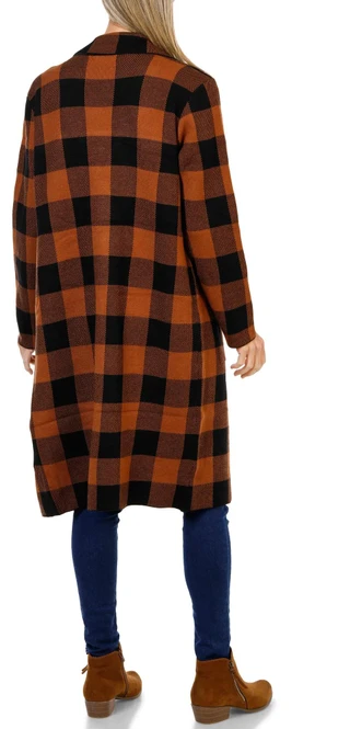 Thumbnail 2: Kathy Ireland Women's Plaid Longline Cardigan 