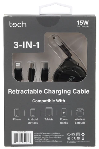 Thumbnail 2: tech 3-in-1 Retractable Charging Cable  