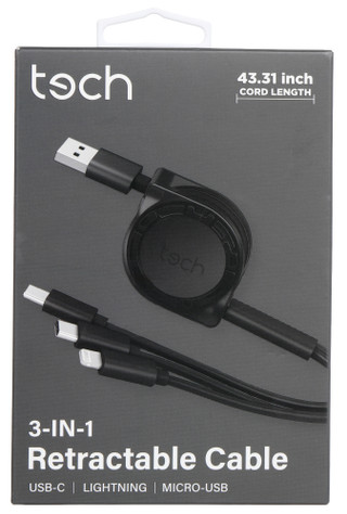 Thumbnail 1: tech 3-in-1 Retractable Charging Cable  