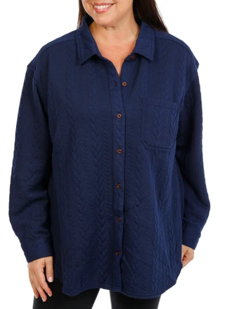 Thumbnail 1: Lands' End Women's Plus Button Front Jacket w/ Pocket 