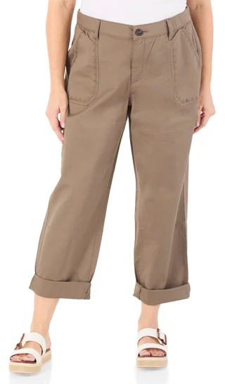 Thumbnail 1: Kate Park Women's Plus Embroidered Trim Pants 