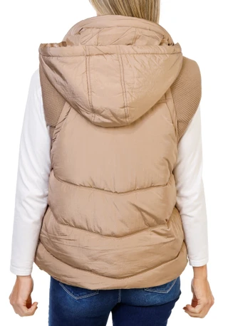 Thumbnail 2: Stoosh Women's  2 Pocket Zip Up Puffy Vest with Hood 