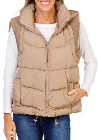 Thumbnail 1: Stoosh Women's  2 Pocket Zip Up Puffy Vest with Hood 