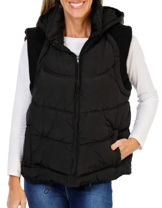 Thumbnail 1: Stoosh Women's  2 Pocket Zip Up Puffy Vest with Hood 