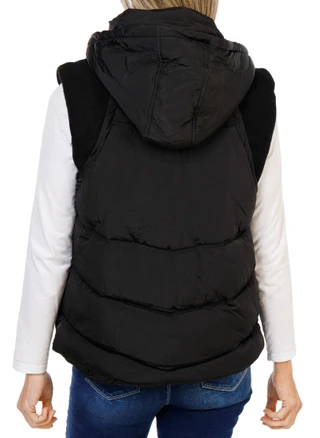 Thumbnail 2: Stoosh Women's  2 Pocket Zip Up Puffy Vest with Hood 