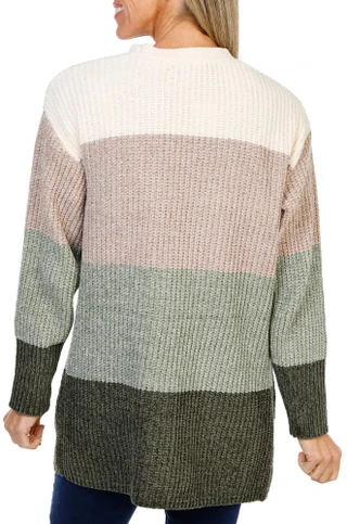 Thumbnail 2: ADRIENNE VITTADINI Women's Chenille 2 Pocket Striped Open Cardigan 