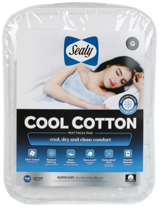 Thumbnail 1: Sealy Queen Size Cool Cotton Mattress Pad 