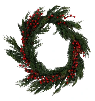 Thumbnail 1: 17 in Berry Pinecone Christmas Wreath 