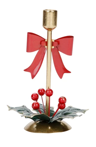 Thumbnail 2: Magical Season 10 In Christmas Holly Bow Candle Holder 