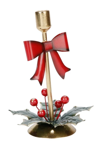 Thumbnail 1: Magical Season 10 In Christmas Holly Bow Candle Holder 