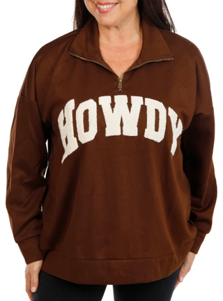Thumbnail 1: Anneliese Women's Plus Quarter Zip Embroidered Sweatshirt 
