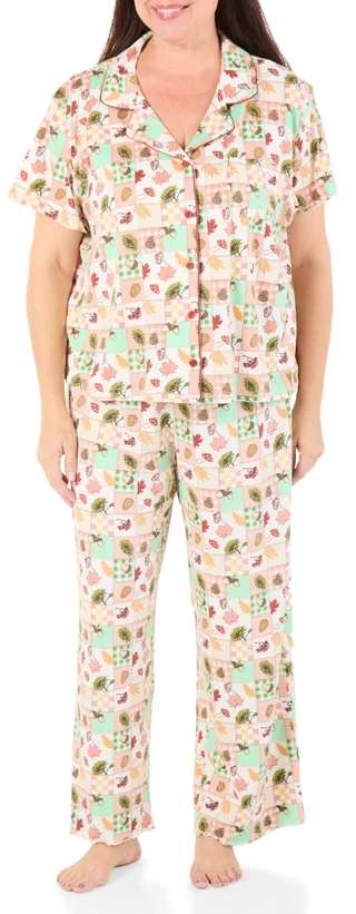 Thumbnail 1: Haute Dreamz Women's Plus 2 Pc Fall Pajama Pants Set  