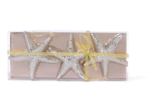 Thumbnail 1: Magical Season 3 Pk Christmas Glittery Star Ornaments in Gift Box 